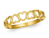 10K Yellow Gold High Polished Heart Band Promise Ring (size 7)